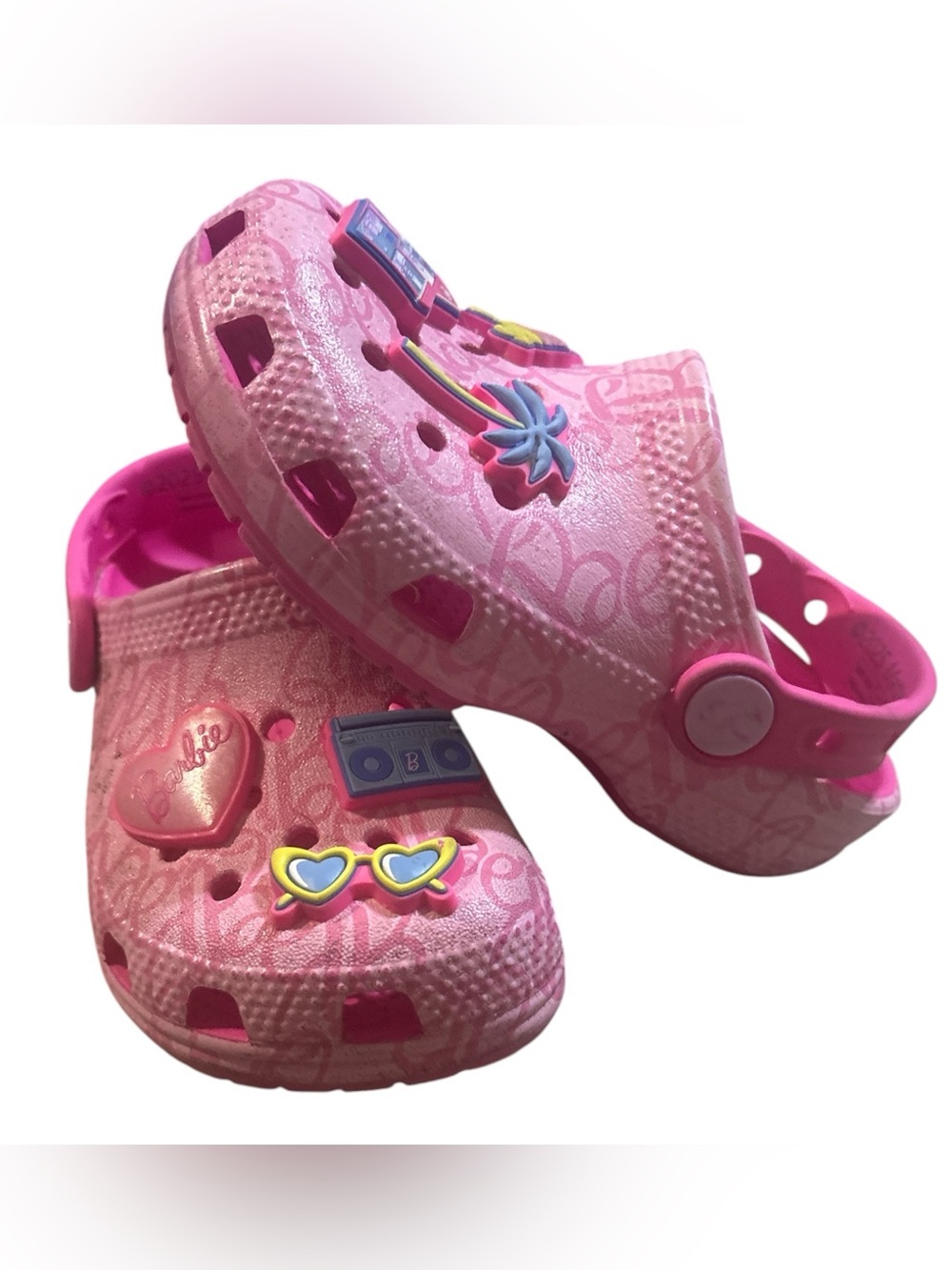 CROCS Kids Pink Clog Sandals with Playful Charms